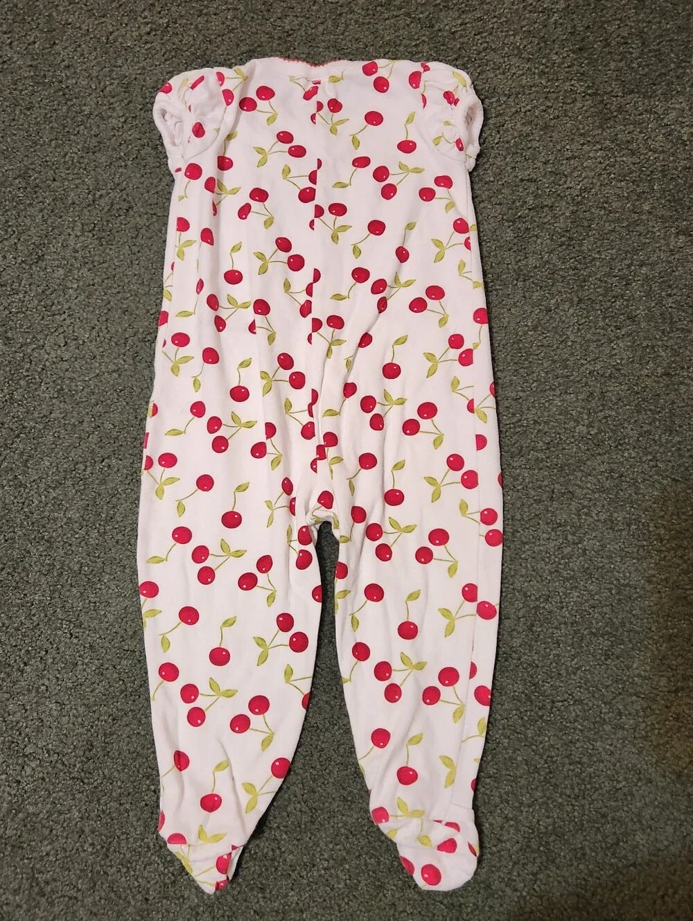 Gymboree Girls 18-24M White Cherry Print Footed Snap Coverall Romper 100% Cotton
